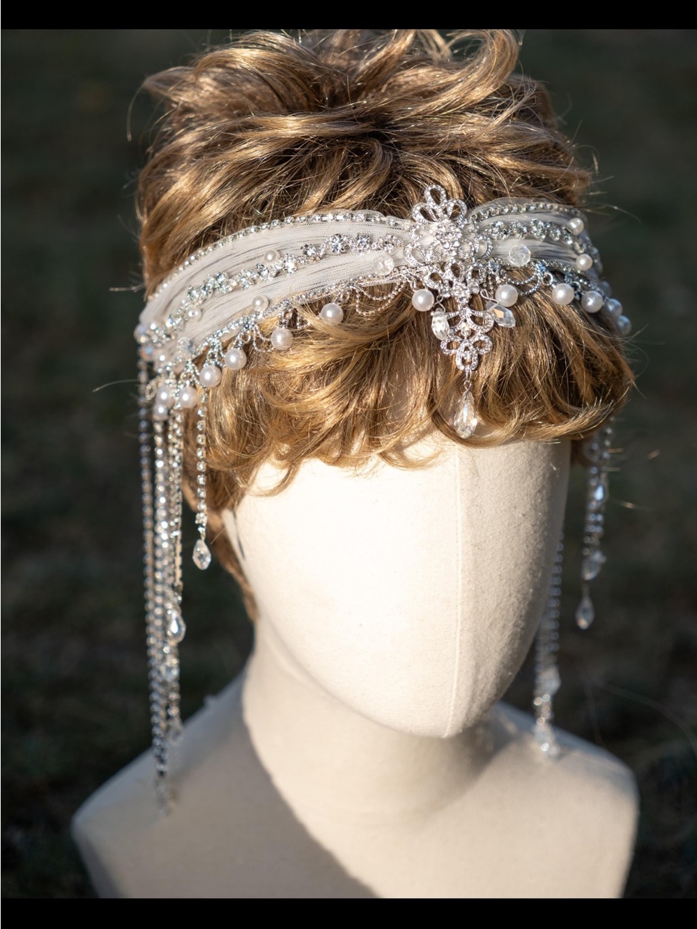 Gatsby headpiece with pearls and rhinestones